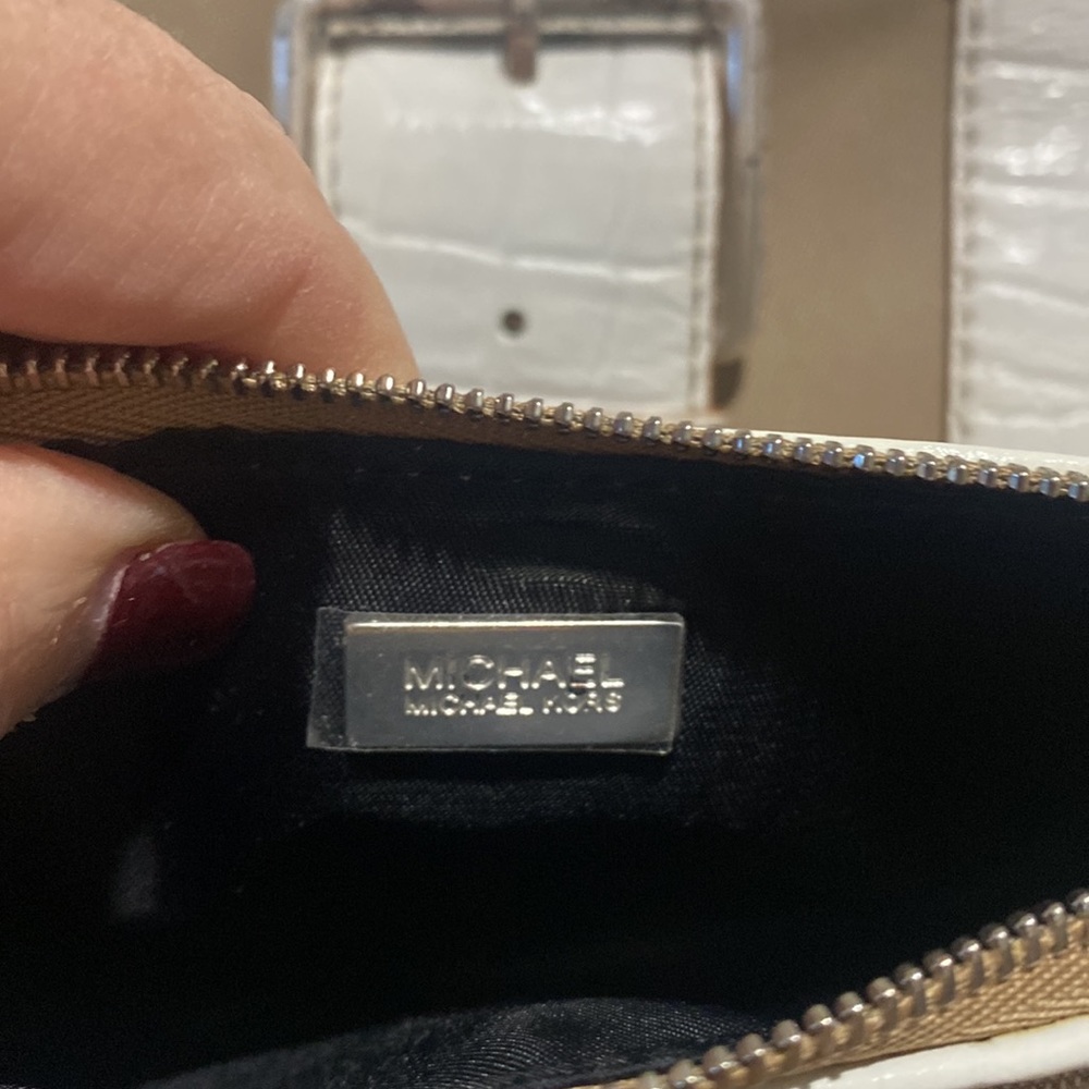 MICHAEL KORS Y2K White Croc Embossed Leather Canvas Shoulder Bag Wristlet NWOT - Picture 7 of 12